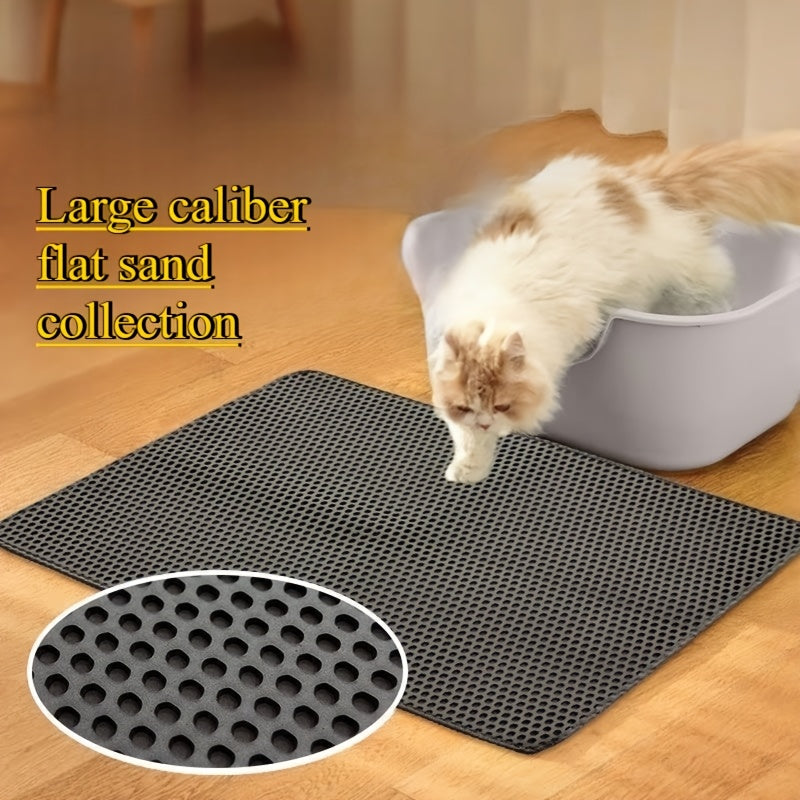 Extra Large Double-Layer Cat Litter Mat – Splash-Proof Leak-Proof EVA Non-Slip Washable Odor-Proof Scatter Control Litter Trapping Mat for Cat Litter Box, Easy to Clean Floor Protector for Cats