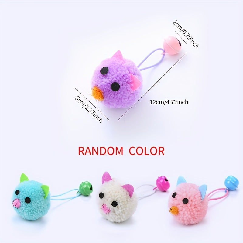 Plush Mouse Cat Toys with Bell - Cute Macaron Color Mini Mouse Catnip-Style Interactive Cat Toy with Squeaky Bell Sound for Indoor Cats and Kittens, Soft Non-Toxic Lightweight Cat Gift, 4 Colors & 4-Pack