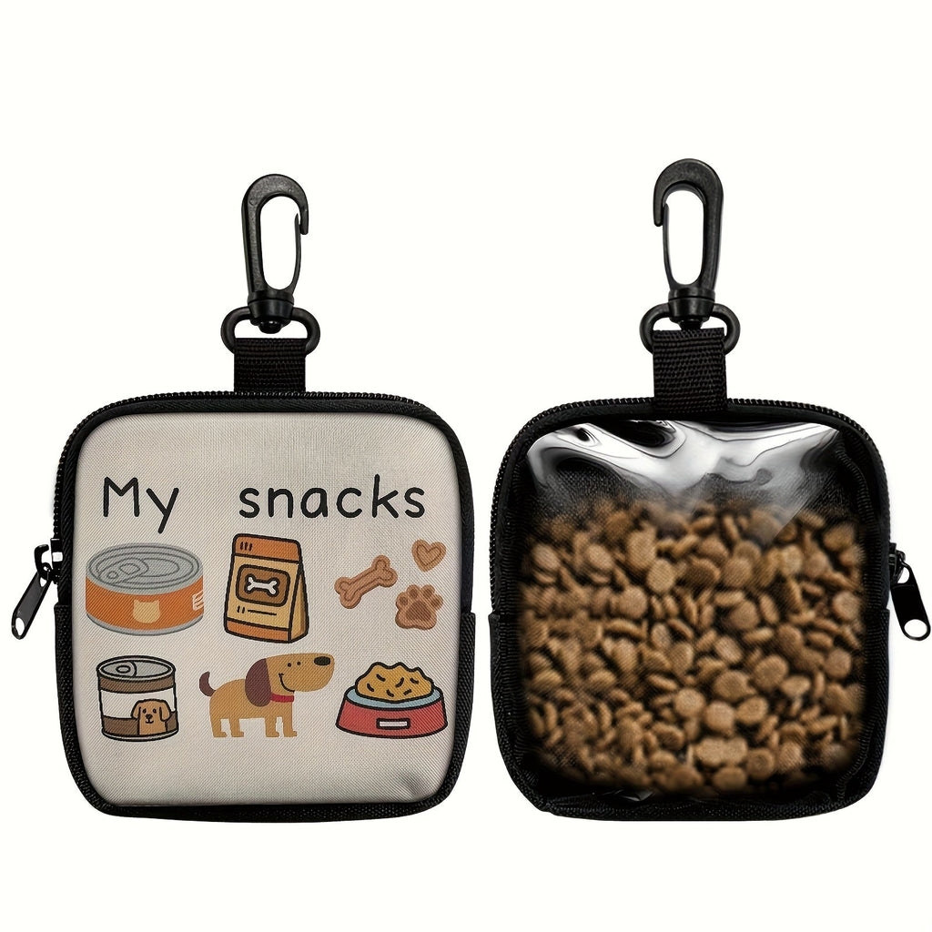 Dog Treat Training Bag with Hook & Zipper – Dog Print Pet Training Pouch with Poop Bag Dispenser, Puppy Obedience Training Walking Bag for Outdoor Use