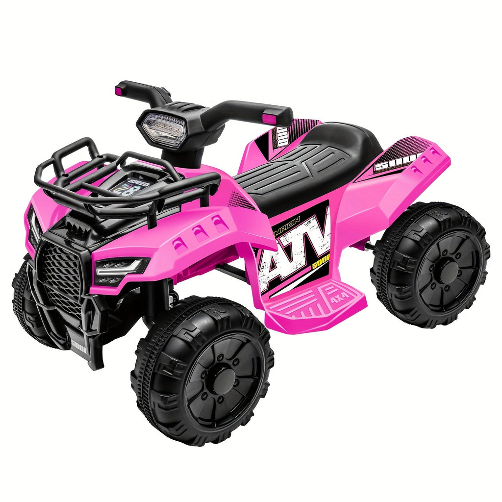 6V Kids Ride On Toy 4-Wheeler Quad ATV for Toddlers 18-36 Months – Electric Ride On Car with 1.2 MPH Speed, Treaded Tires, Rubber Handles & Push-Button Start – Pink, Black, Green, Red – Best Gift for Boys & Girls