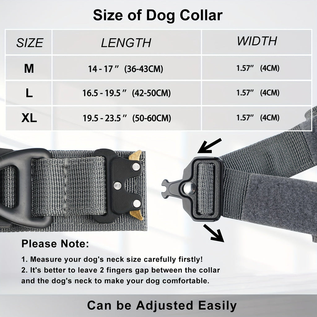 Tactical Dog Collar with GPS Holder - Military Style Heavy Duty Nylon Collar for All Breeds, Adjustable Secure Fit Training Collar, 5 Colors 4 Sizes (M/L/XL) for Large & Medium Dogs