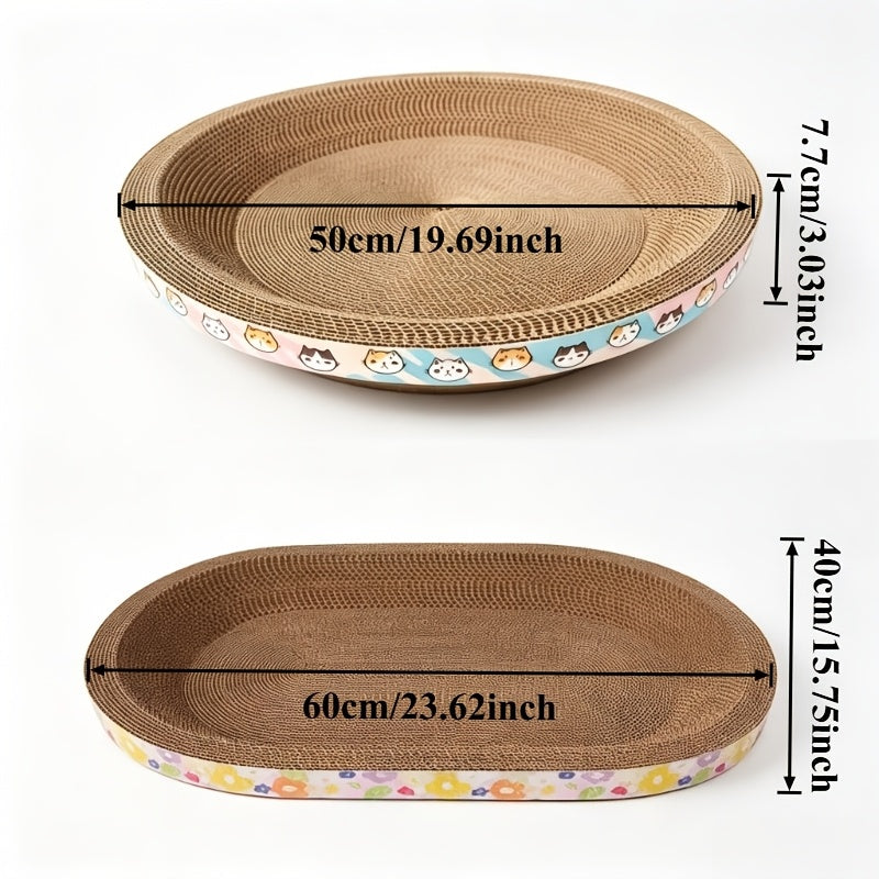 Nest-Shaped Cat Scratching Board & Lounge Pad – Oval Cardboard Cat Scratcher Toy with Cozy Resting Bowl Design, 23.62×15.75 Inch, Durable Cat Scratch Nest for Indoor Cats & Kittens
