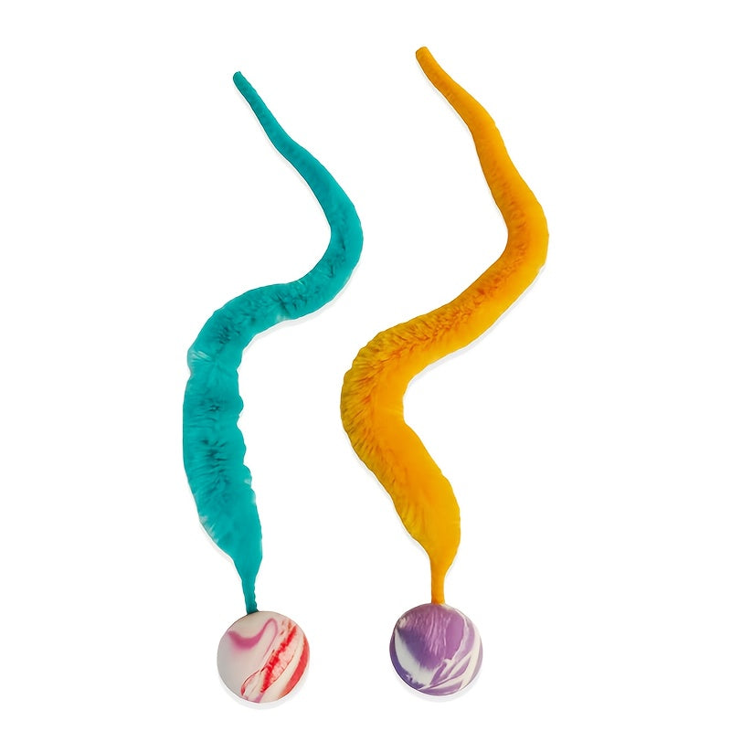 Fluffy Jumping Ball Cat Toy Set 6 Pack - Interactive Plush Bite-Resistant Caterpillar Bouncing Balls for Cats, No Batteries Required, Colorful Exercise Pet Toy for Indoor Cats and Kittens