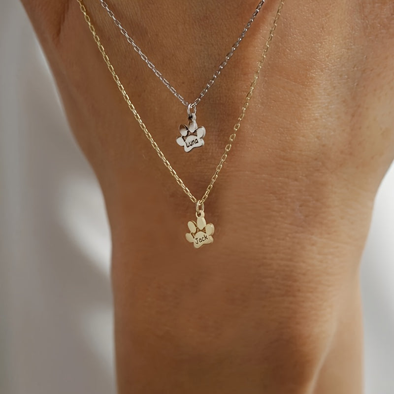 Custom Engraved Dog Paw Print Necklace – 1 to 5 Paws Pet Memorial Jewelry Gift for Her, Elegant Pet Lover Keepsake for Valentine’s Day, Christmas & All Seasons