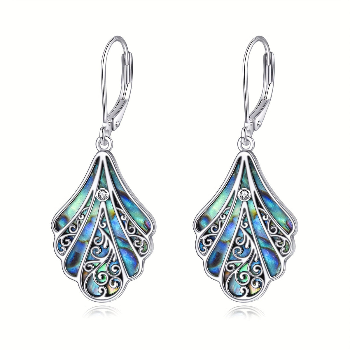 925 Sterling Silver Abalone Shell Dangle Earrings – Hypoallergenic Boho Drop Earrings for Women, Openwork Vintage Design, Iridescent Shell Inlay, Gift for Mother's Day & Valentine's Day