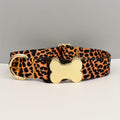 Adjustable Polyester Dog Collar with Metal Bone Charm Decoration – Stylish Colorful Pet Collar for Small to Large Dogs, Sizes XS S M L XL, 6 Colors