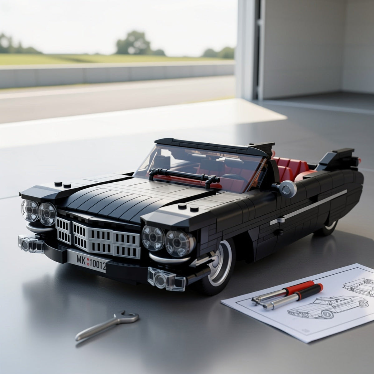 Mould King 10012 Black Sports Car Building Block Kit 1245pcs, MOC Supercar Model Building Set - Static Version Display Model, Creative Gift for Adults & Collectors Ages 14+