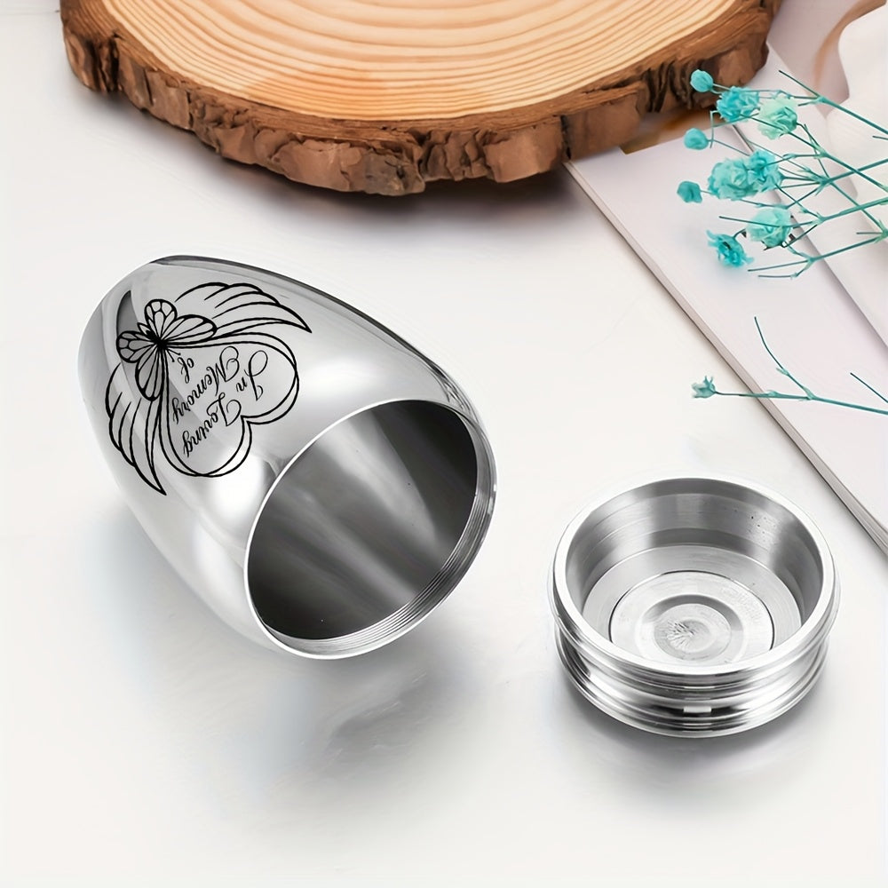 Personalized Mini Cremation Urn for Ashes - Custom Aluminum Alloy Keepsake Urn with Angel Heart Butterfly Pattern for Human & Pet Ashes, Small Memorial Ash Holder, Silver Gold Purple Lid Options