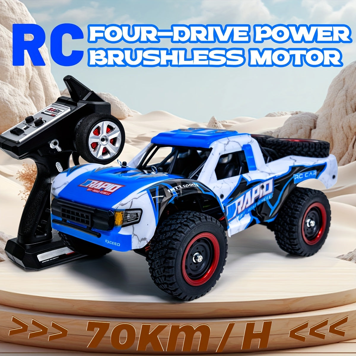 1:14 Scale High Speed RC Car 4WD Off-Road Vehicle – Brushless Motor PRO 50-70 km/h or Carbon Brush 38 km/h – Four-Wheel Drive Remote Control Truck for Adults & Kids