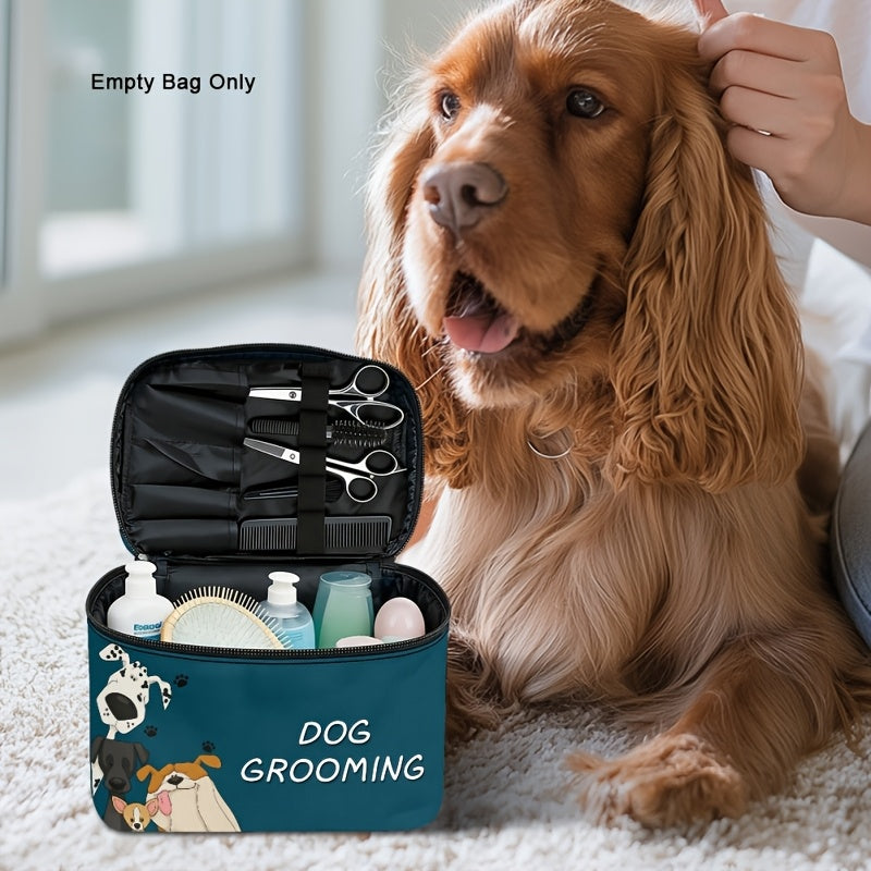 Dog Grooming Organizer Bag with Zipper - Portable Pet Grooming Supplies Storage Case for Home and Travel, Dog-Themed Grooming Tool Holder, Gift for Pet Owners and Dog Groomers, Multiple Colors & Styles