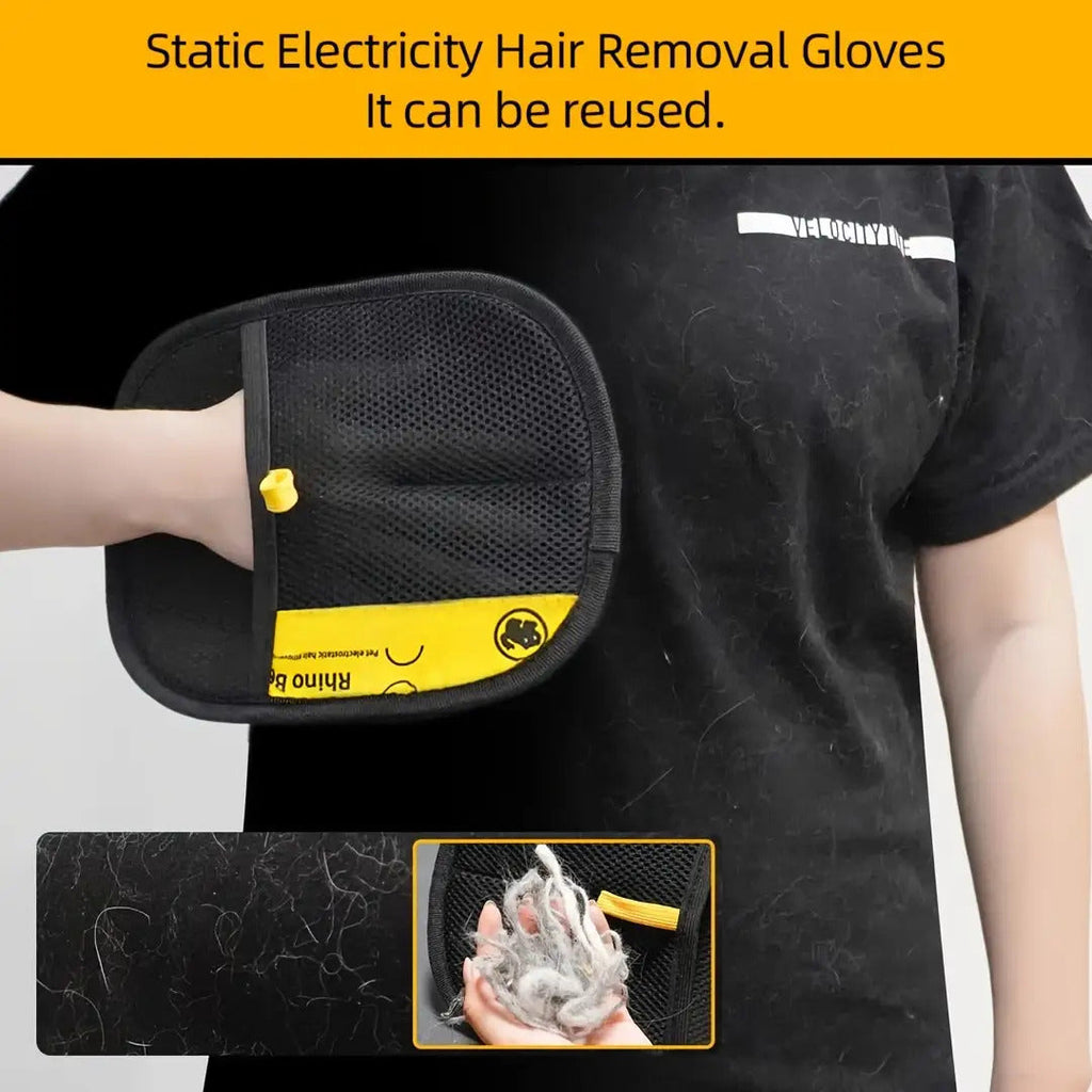 Pet Hair Removal Grooming Glove - Upgraded Large Static Cat & Dog Deshedding Glove 9.84x7.08 Inch, Efficient Pet Hair & Dander Remover for Furniture Clothes & Couch, Reusable Pet Grooming Tool