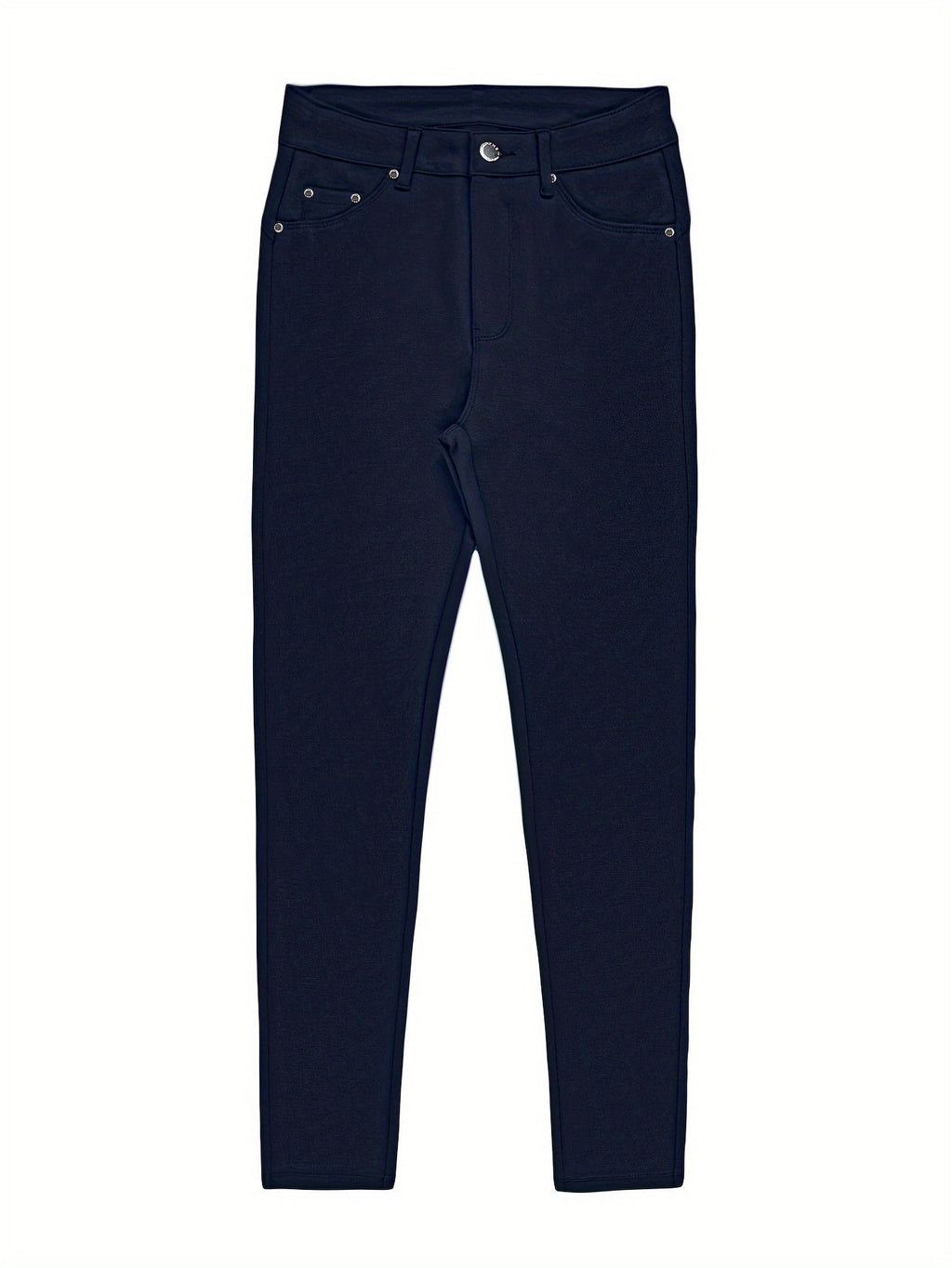 Women's High Waist Stretch Skinny Jeans Metal Button Detail Street Style Slim Fit Denim Pants 10 Colors S-XXL