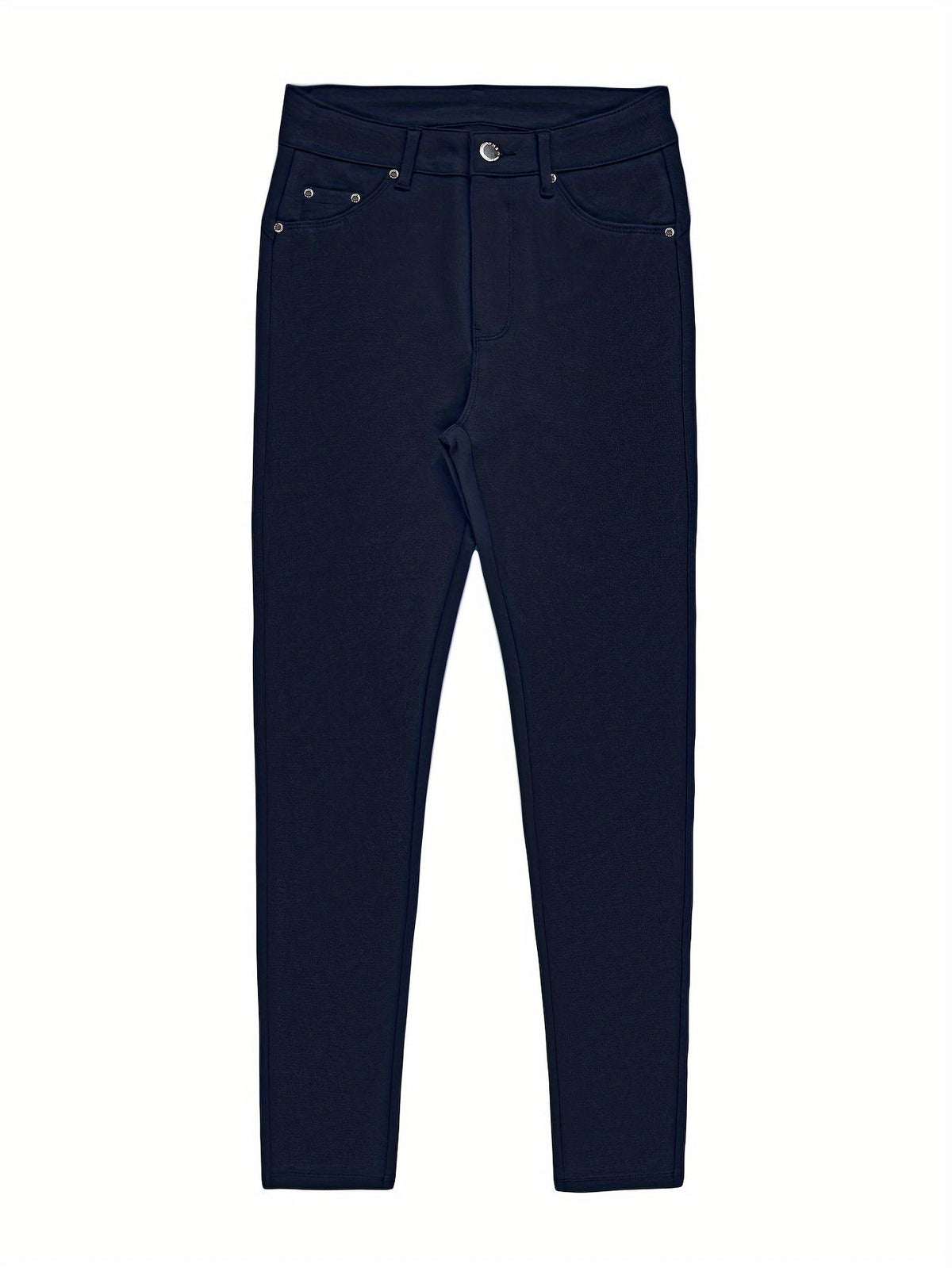 Women's High Waist Stretch Skinny Jeans Metal Button Detail Street Style Slim Fit Denim Pants 10 Colors S-XXL