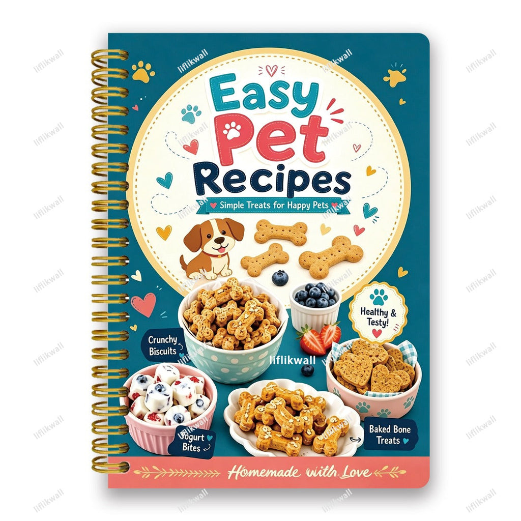 Homemade Pet Food Recipe Book - 30 Recipes Cat & Dog Cooking Plan with Meal Plan Pages, Shopping List & Feeding Log - DIY Pet Food Journal for Cats Dogs Puppies Kittens - Healthy Pet Diet Cookbook Gift