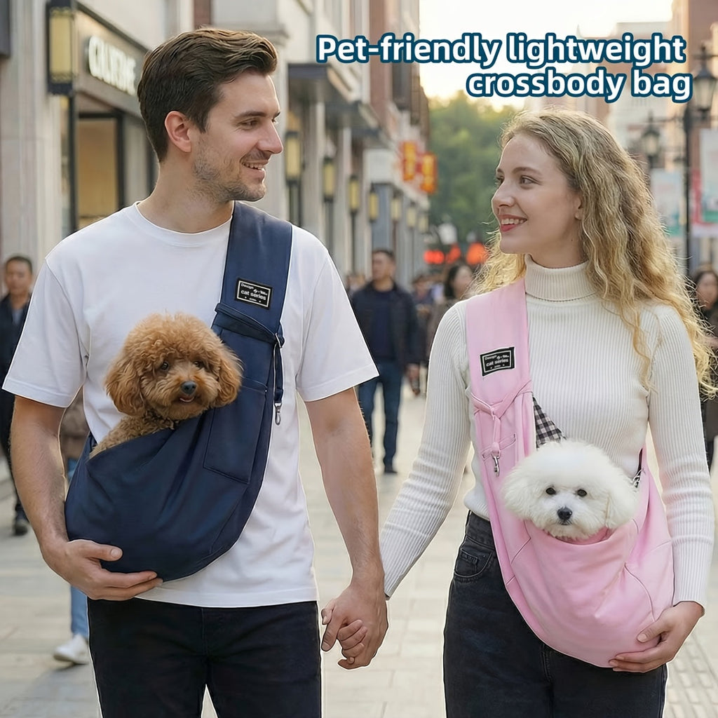 Lightweight Foldable Pet Carrier Crossbody Bag – Breathable Shoulder Strap Travel Bag for Small Dogs & Cats, Portable Outdoor Pet Tote for Hiking Shopping Vet Trips & Everyday Adventures