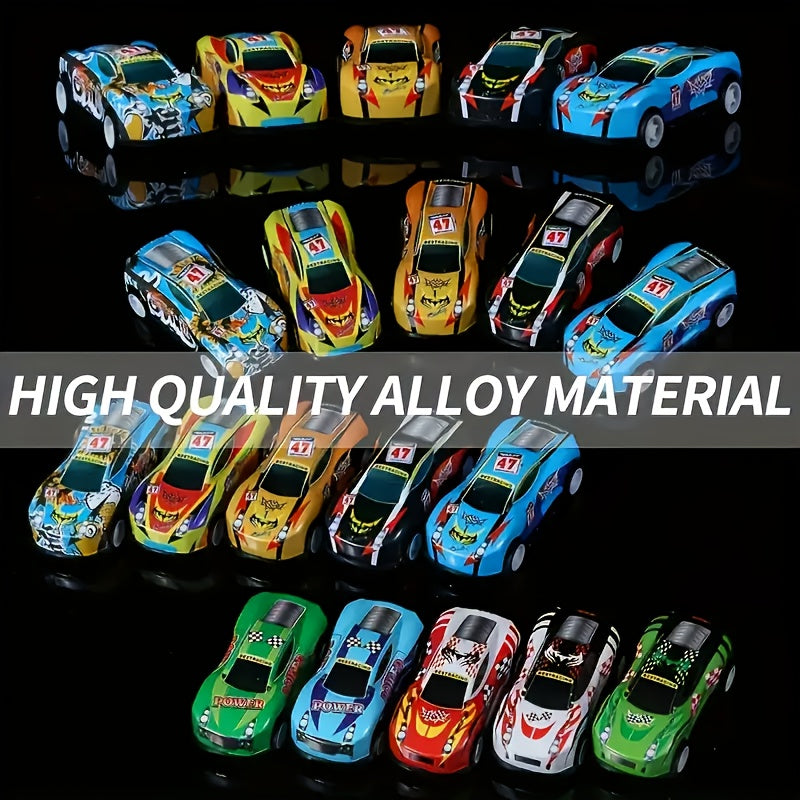 Mini Pull-Back Cars Bulk Pack 16 Pieces – Colorful Friction-Powered Toy Cars for Kids, Birthday Party Favors, Gift Bag Fillers, Halloween & Christmas Stocking Stuffers | Random Car Models & Colors
