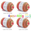 Colorful Yarn Thread & Weaving Accessories Kit 2/4pcs Cotton Acrylic Wool Blend with C-Type Buckle Weaving Needle Bow Twist Needle DIY Knitting Crochet Sweater Scarf Beginner Craft Set