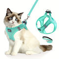 Cat Harness and Leash Set for Walking, Escape-Proof Adjustable Soft Cat Vest Harness with Reflective Strips - Comfortable Outdoor Cat Walking Jacket in 5 Colors & Sizes XS-XL