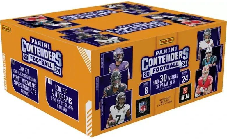 2024 Panini Contenders Football Factory Sealed Retail Box – 24 Packs, 8 Cards Per Pack, 192 Cards Total – Chase Caleb Williams, Marvin Harrison Jr. Rookies, Permit to Dominate & Superstar Die-Cut Inserts