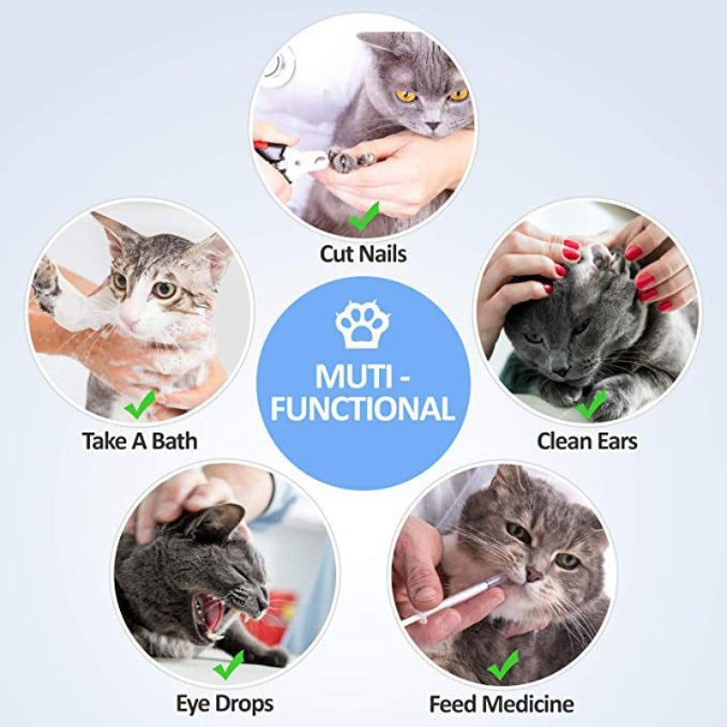 Adjustable Cat Grooming Restraint Bag with Breathable Mesh - Multi-Functional Cat Shower Bag for Bathing, Nail Trimming, Ear Cleaning, Injections & Vet Visits, Durable Cat Bathing Bag for Kittens & Cats