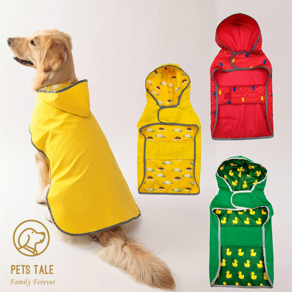 Reversible Dog Raincoat Waterproof Jacket – Machine Washable Rain Coat for Small Medium Large & Extra Large Breeds, Adjustable Straps, Lemon Yellow Polyester Pet Rain Gear for Dogs XS to 5XL