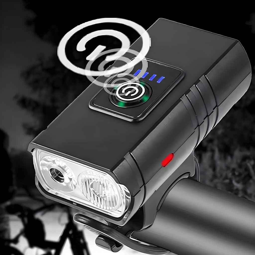 USB Rechargeable LED Bike Light Set with Whistle – 1500 Lumen 6+4 Modes Front & Rear Bicycle Lights, Power Display, Portable Safe Night Cycling Headlight & Taillight