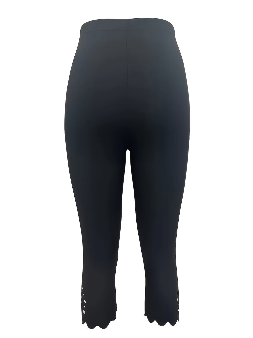 Women's High Stretch Capri Leggings Cut Out Mid-Calf Pants Breathable Tummy Control – 95% Polyester Non-Sheer Elastic Black S-XXL