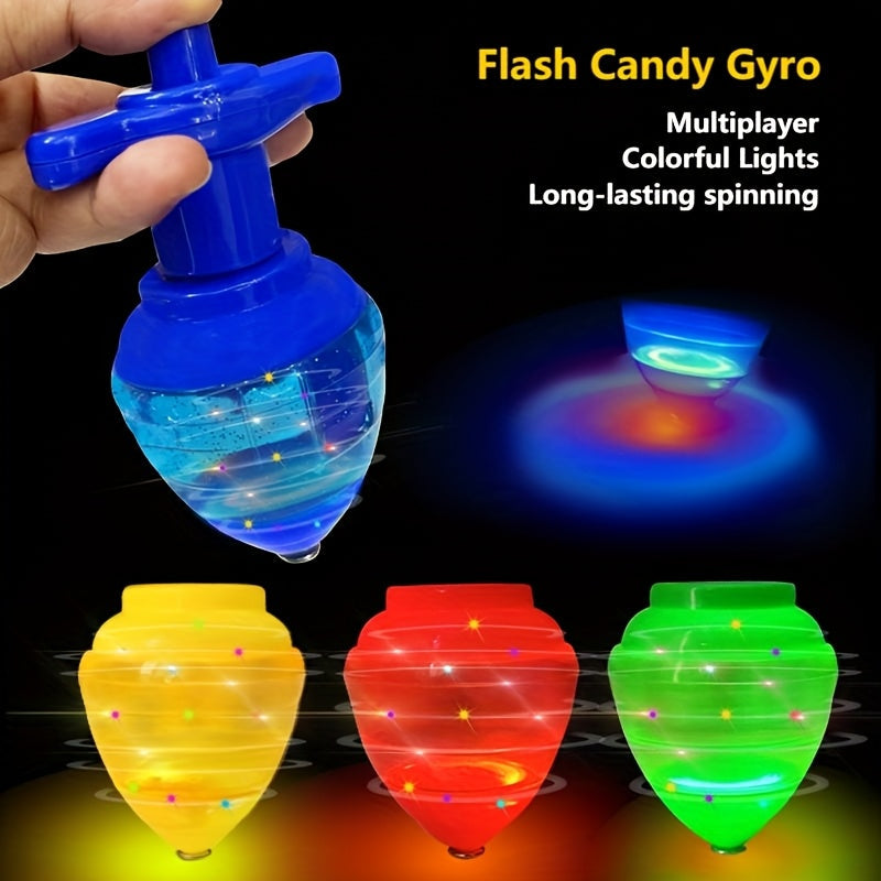 Light-Up Spinning Top Toy with Built-In Launcher Colorful LED Lights Interactive Candy Top Party Toy for Kids Long-Lasting Spin Multi-Color Fun Gift for Boys Girls