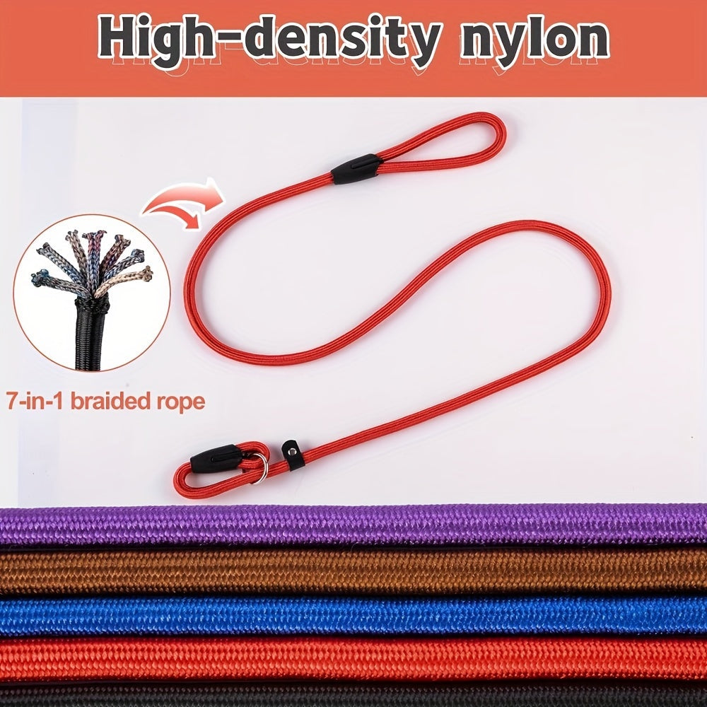 5-Pack Slip Lead Dog Leash - Nylon Rope Training Leads for Dogs of All Sizes, Durable Strong Dog Training Leash Set for Puppy Small Medium Large Dogs, Vet & Shelter Favorite
