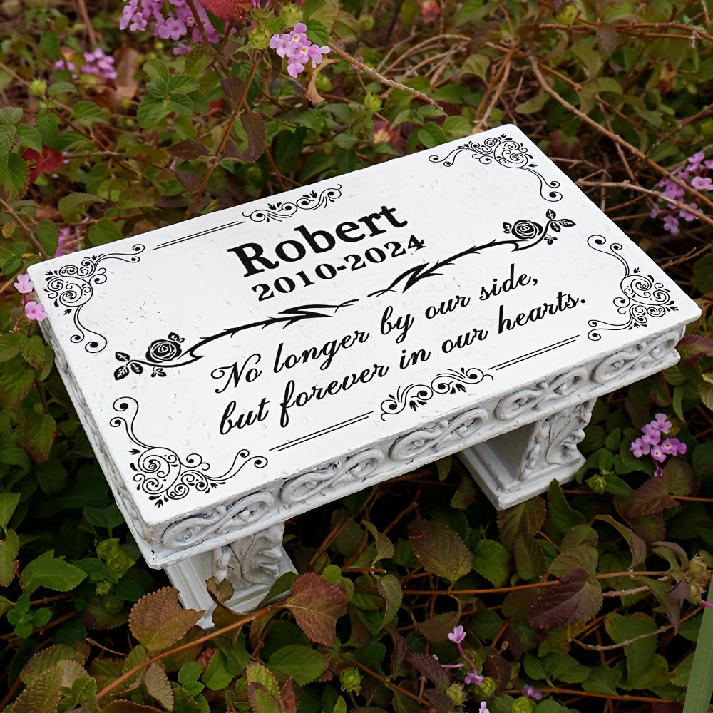 Personalized Memorial Garden Stone – Outdoor Bench Plaque for Humans, Dogs & Cats, Sympathy Gift for Loss of Loved One or Pet, Decorative Garden Memorial Marker