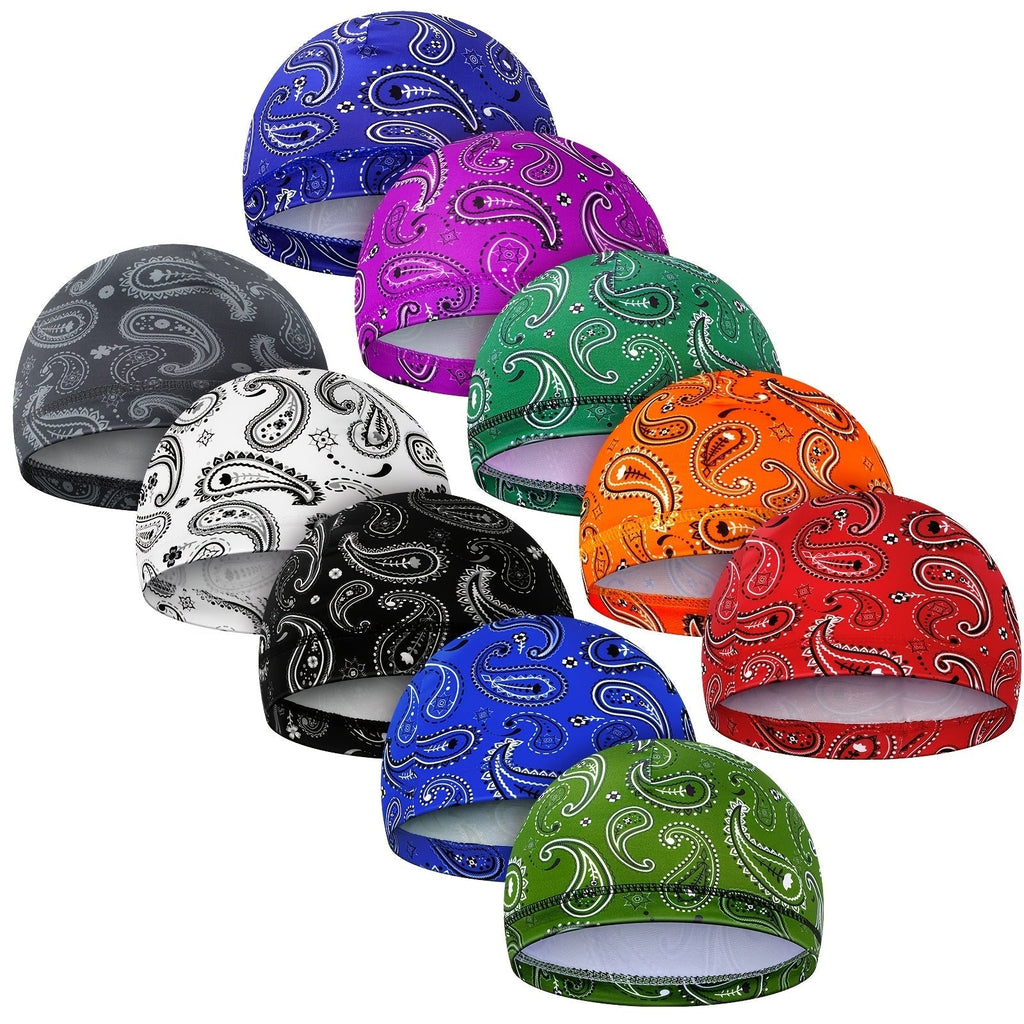 Men's Skull Caps 10-Pack Cooling Wicking Knit Beanie Do Rag Head Wrap - Welding Hard Hat Liner Cycling Workout Caps Mixed Vintage Styles for Men Daily Wear & Outdoor Activities