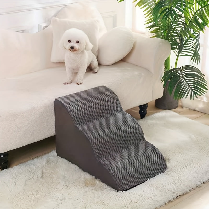 Dog Stairs for High Beds & Sofa Pet Steps Ramp Sponge Foam Slope for Small Dogs Cats Memory Rebound Density 28-32 Non-Slip Cat Stair 22.83x12.2x11.02 Inch Gray Green