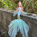 Mermaid Princess Doll for Girls 17.7 Inch – Beautiful Articulated Doll with Yarn Tail, 3D Eyes & 11 Movable Joints, Removable Dress-Up Clothes, Room Decor & Play Toy, Christmas Birthday Gift