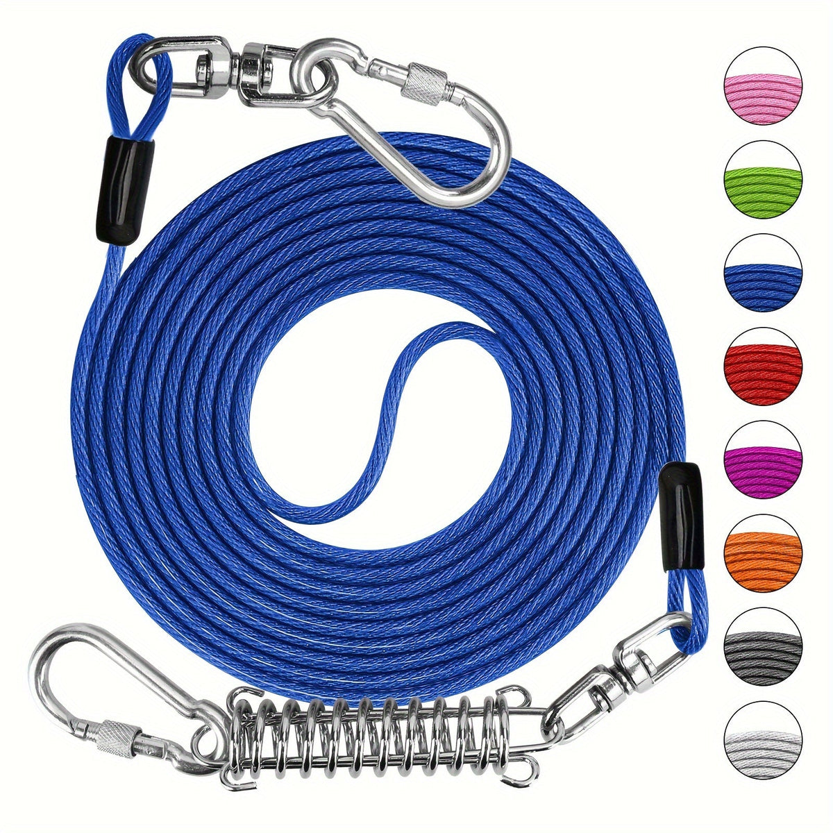 Heavy Duty Dog Leash 6 10 15 30 50 75 100 Feet Long Training Tie Out Cable for Large Dogs Up to 500 lbs Durable Bite-Resistant Yard Running Rope Lead
