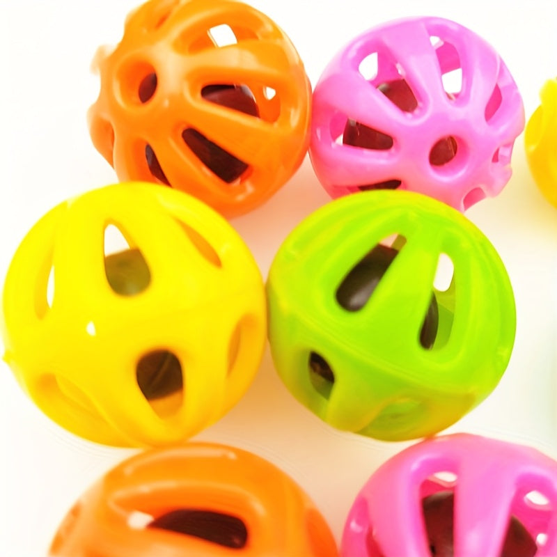 Colorful Bird Toy Bell Balls 10pcs Plastic Jingle Bell Balls for Parrots Budgies Cockatiels Conures Boredom Relief Cage Accessory Decorative Bird Toys