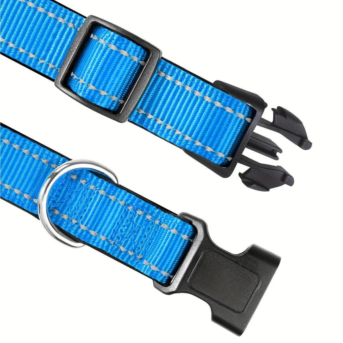 Reflective Dog Collar with Quick-Release Buckle – Soft Neoprene Padded Breathable 1" Striped Dog Collar for Small Medium Large Dogs, Durable Polyester, Sizes XS–XL, 8 Vibrant Colors