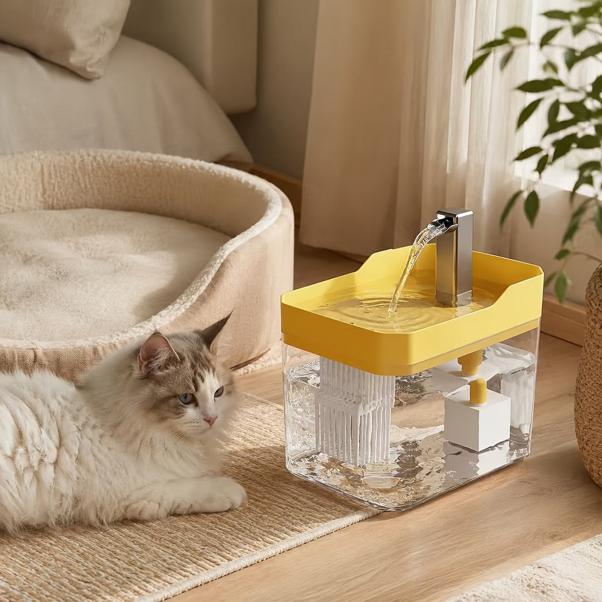 Pet Smart Drinking Fountain Automatic Recirculating Cat Dog Water Dispenser Ultra Quiet USB Powered Visible Water Level Easy Clean No Batteries Required