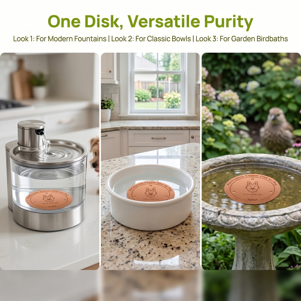 Pure Copper Pet Water Filter Bowl 99.9% Copper Naturally Purifying Drinking Bowl for Dogs Cats Livestock Reusable Physical Filtration No Filter Replacement Needed