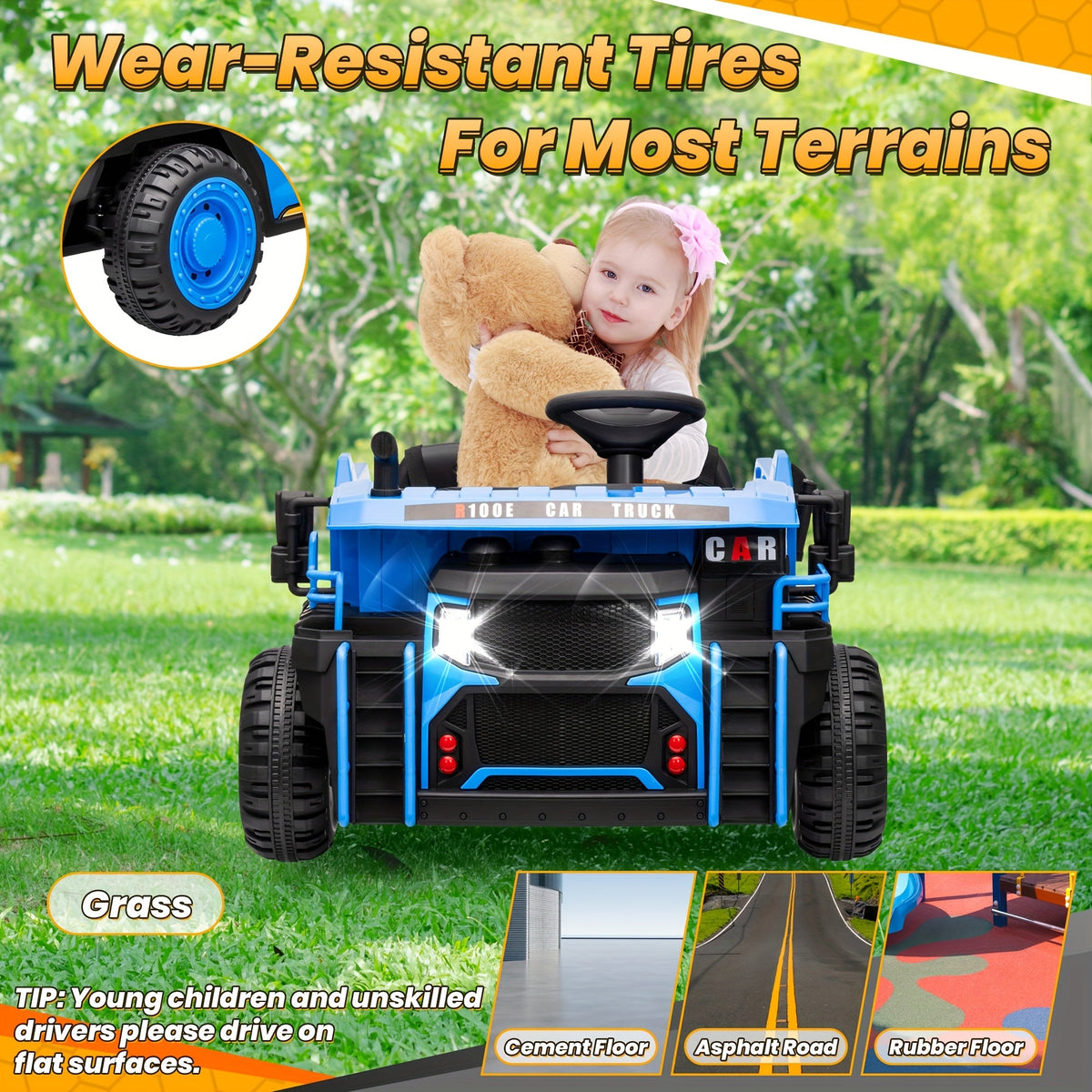 24V 2-Seater Kids Ride-On Dump Truck with 2x200W Motors, Electric Auto-Lift Dump Bed, Shovel, 2.4G Remote Control, Spring Suspension, Seat Belt & Lockable Doors – 110 LB Capacity, 4.9MPH – Construction Ride-On Toy for Boys & Girls Ages 3-8