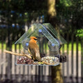 Acrylic Window Bird Feeder House-Shaped Transparent Seed Tray with Suction Cups for Secure Mounting – Clear View Wild Bird Feeder for Backyard Garden Bird Watching