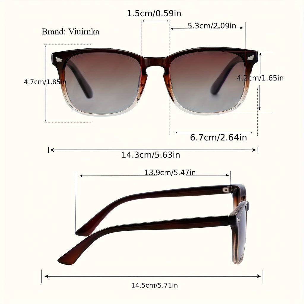 Vintage Polarized Sunglasses Unisex UV400 Gradient Tea Lens with Protective Case Lightweight Driving Eyewear for Men & Women