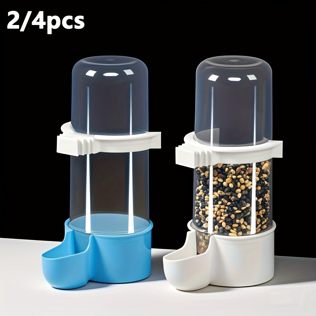 Automatic Bird Water Dispenser & Feeder Transparent PP Durable Bottle for Parrots Finches Cockatiels Budgies – No Battery Gravity-Fed Cage Waterer 2/4pcs