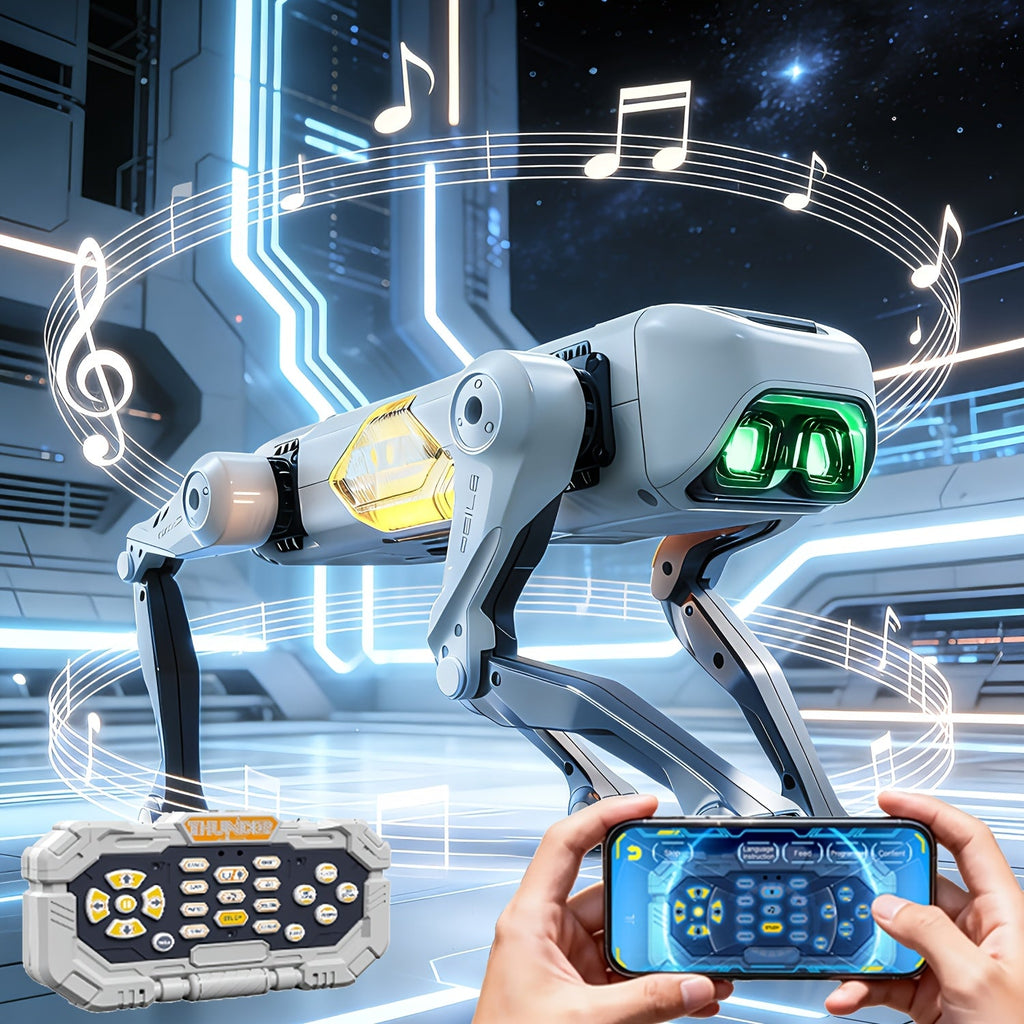 Smart Robot Dog 2.4GHz Remote Control Stunt Dog with AI Voice Control Smartphone App Dancing Music LED Lighting Programmable STEM Toy Gift for Kids Adults
