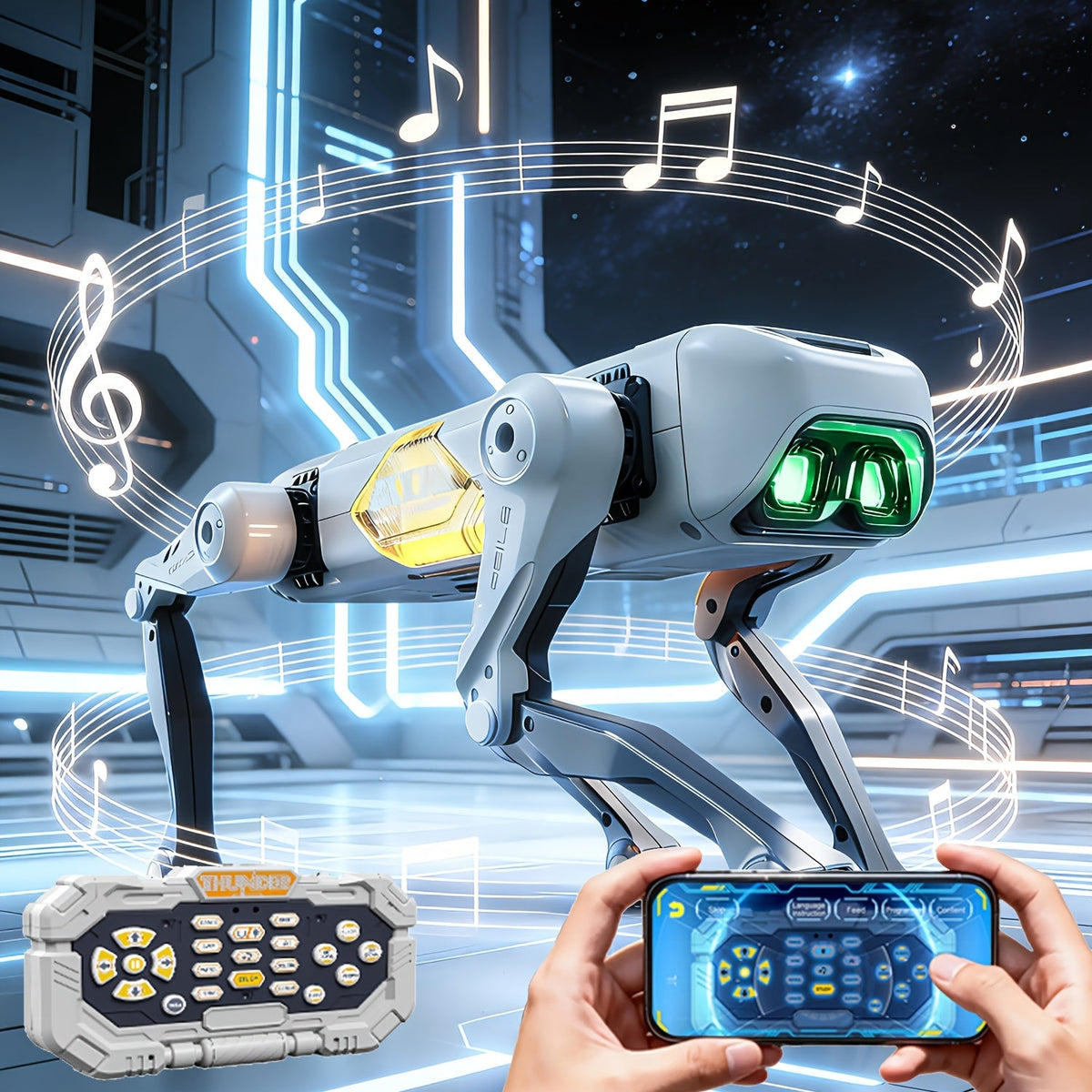 Smart Robot Dog 2.4GHz Remote Control Stunt Dog with AI Voice Control Smartphone App Dancing Music LED Lighting Programmable STEM Toy Gift for Kids Adults