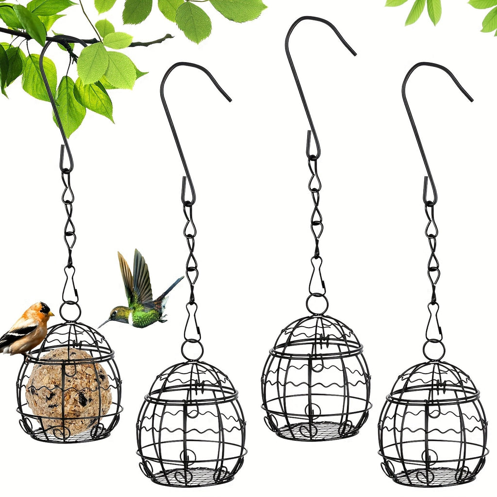 4-Pack Hanging Bird Feeders for Outdoors, Wild Bird Feeder Stations with Hooks, Balcony & Garden Bird Feeding Set, Durable Hanging Bird Feeder Stand for Small Birds, Hummingbirds & Songbirds