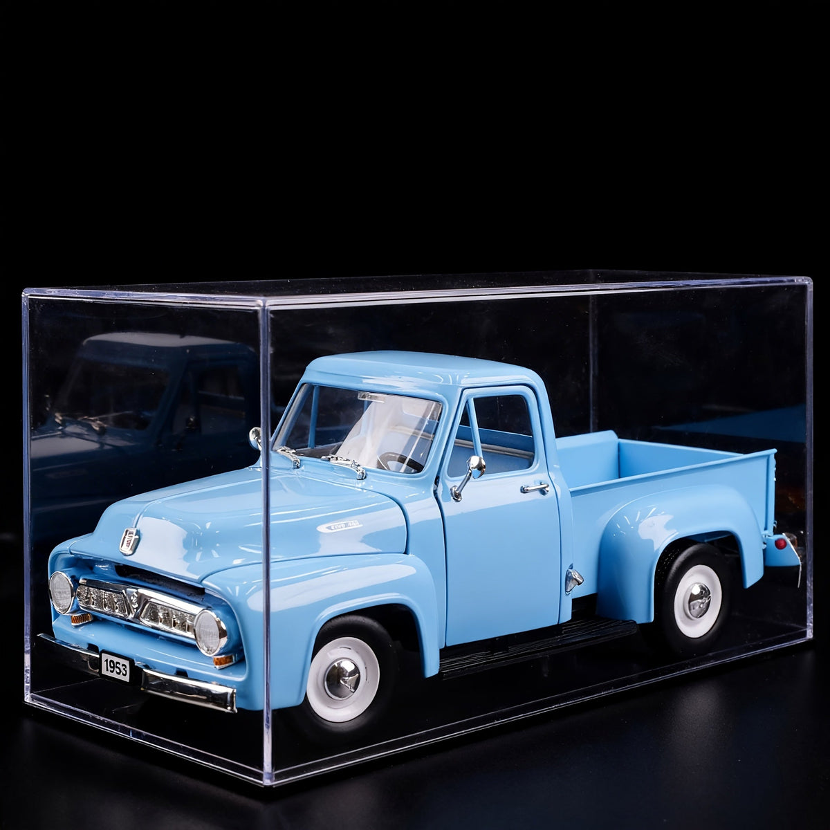 1953 Ford F-100 Pickup 1/18 Scale Zinc Alloy Diecast Model Car - Detailed Interior, Rotatable Wheels, Acrylic Display Box | Classic Truck Collectible Gift for Car Enthusiasts, Father's Day Christmas Birthday