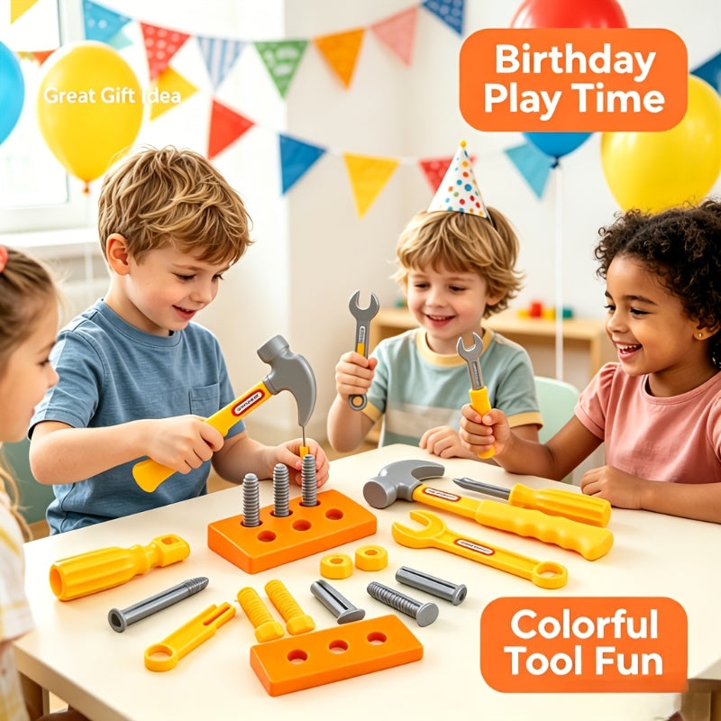 10-Piece Kids Simulation Screw Repair Tool Toy Set – Pretend Play Tools, Hand-Eye Coordination Training, Holiday Gift for Boys, Party Favor, Beach & Pocket Toy, Random Colors