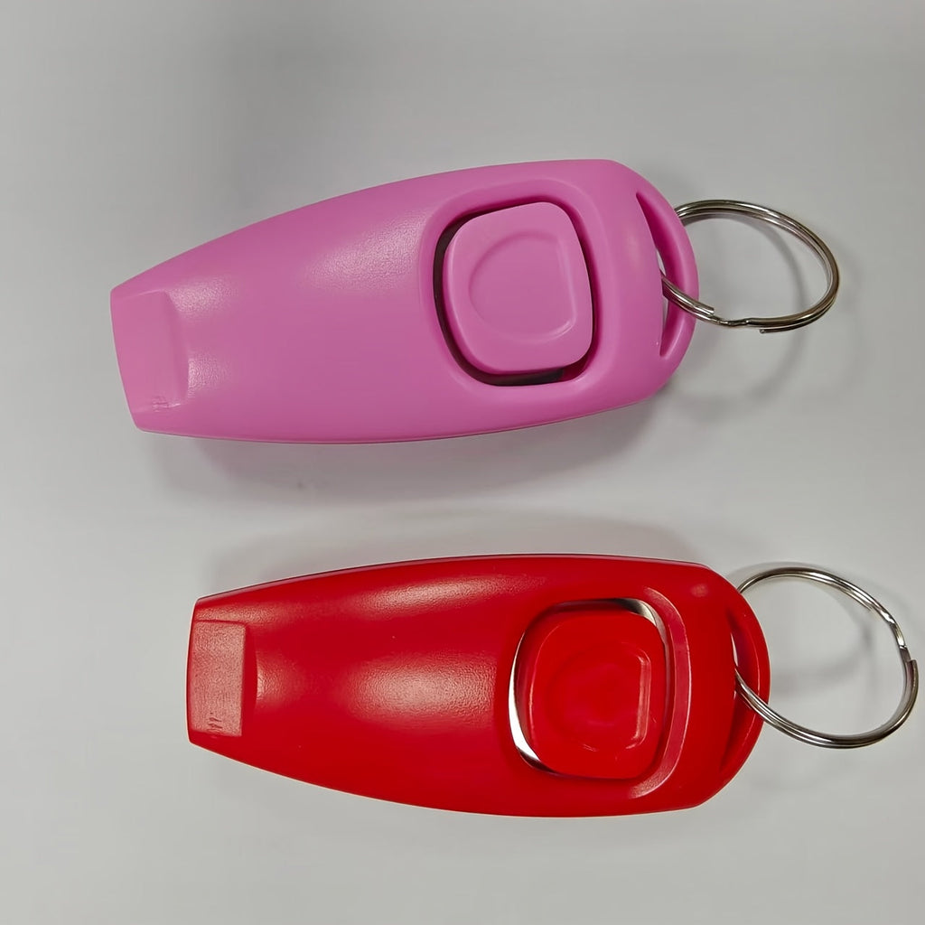 Dog Training Clicker 2 Pack - Professional Pet Clicker Trainer for Dogs Puppies and Cats, Positive Reinforcement Dog Obedience Training Tool with Wrist Strap, Pink and Red