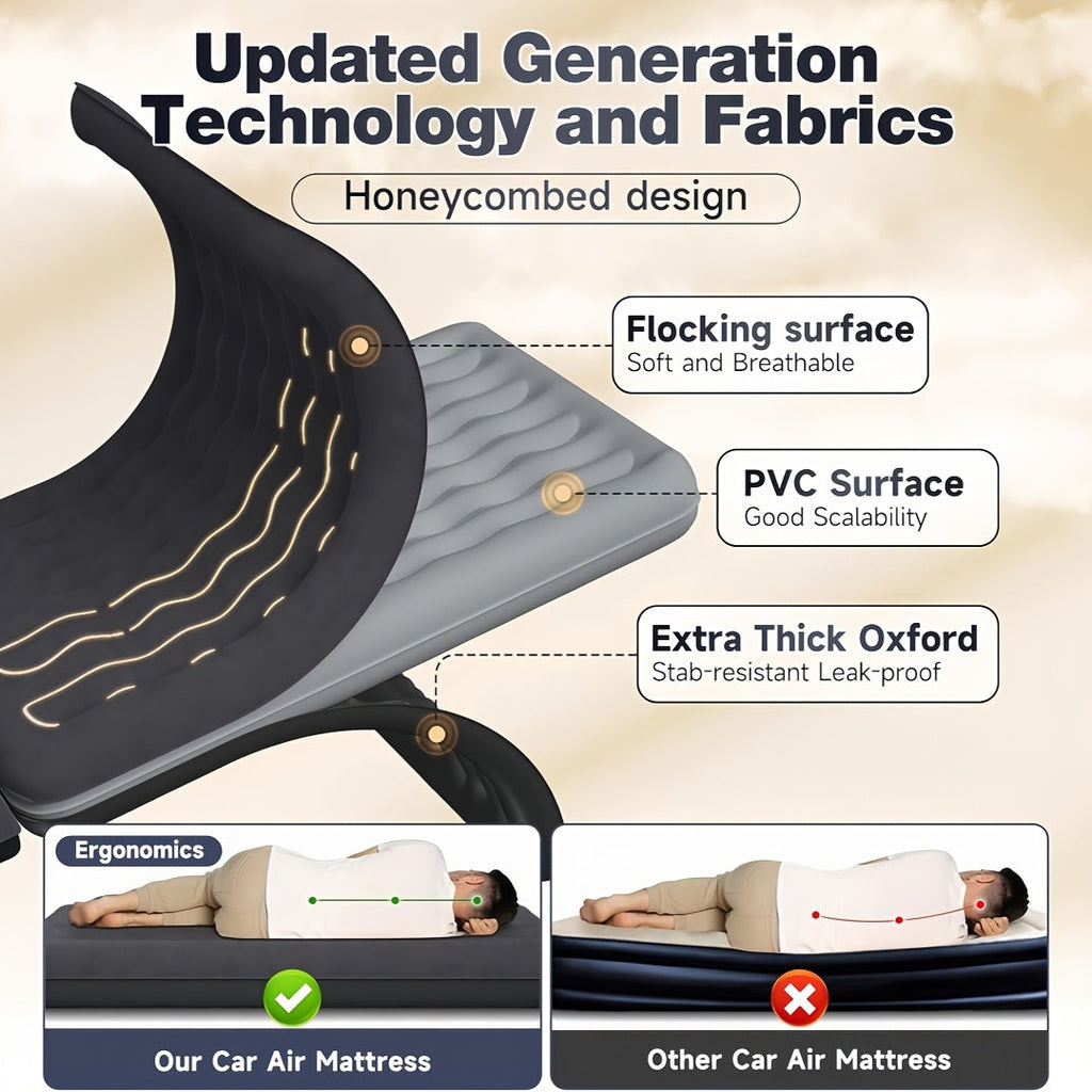 Inflatable Car Mattress for Back Seat SUV Truck MPV – Portable Air Bed with 2 Pillows for Camping Road Trips Outdoor Travel Dark Blue
