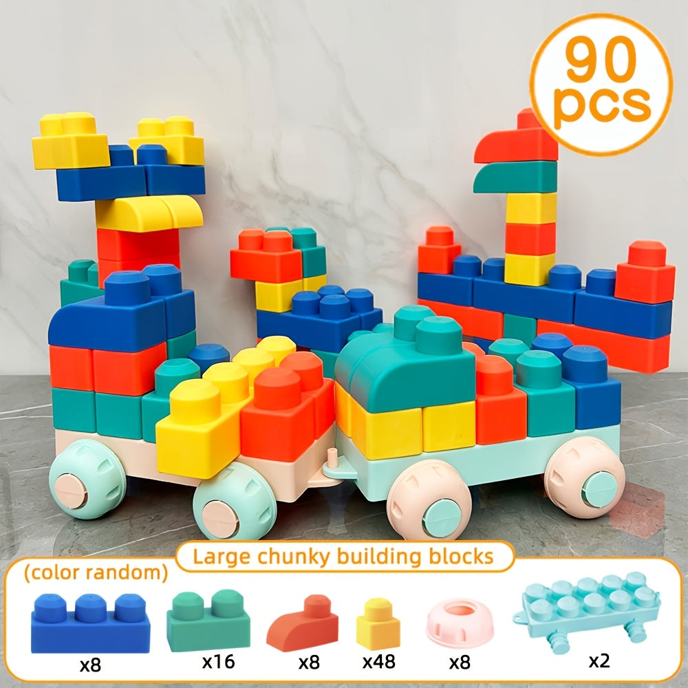 Large Granule Building Blocks Puzzle Toy for Toddlers & Kids - Big Brick STEM Construction Set for Brain Training, Fine Motor & Grasping Skills, 25 / 50 / 90pcs Bulk Pack, Birthday & Holiday Gift, Random Color